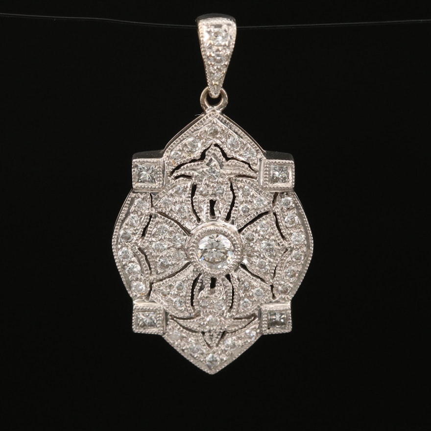 Antique Style 18K Diamond Pendant
