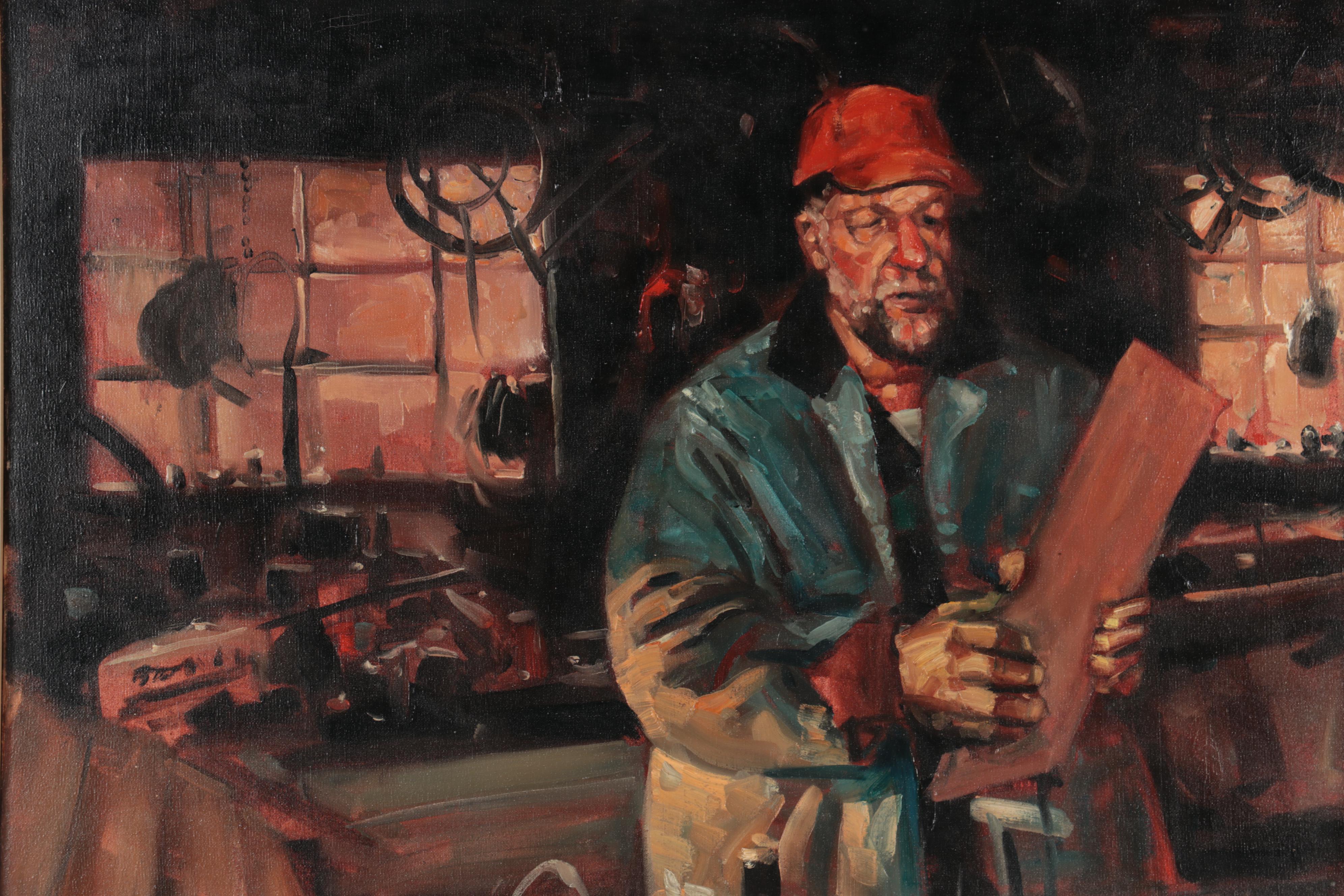 Bruce Erikson Oil Painting "In the Shop," 1995