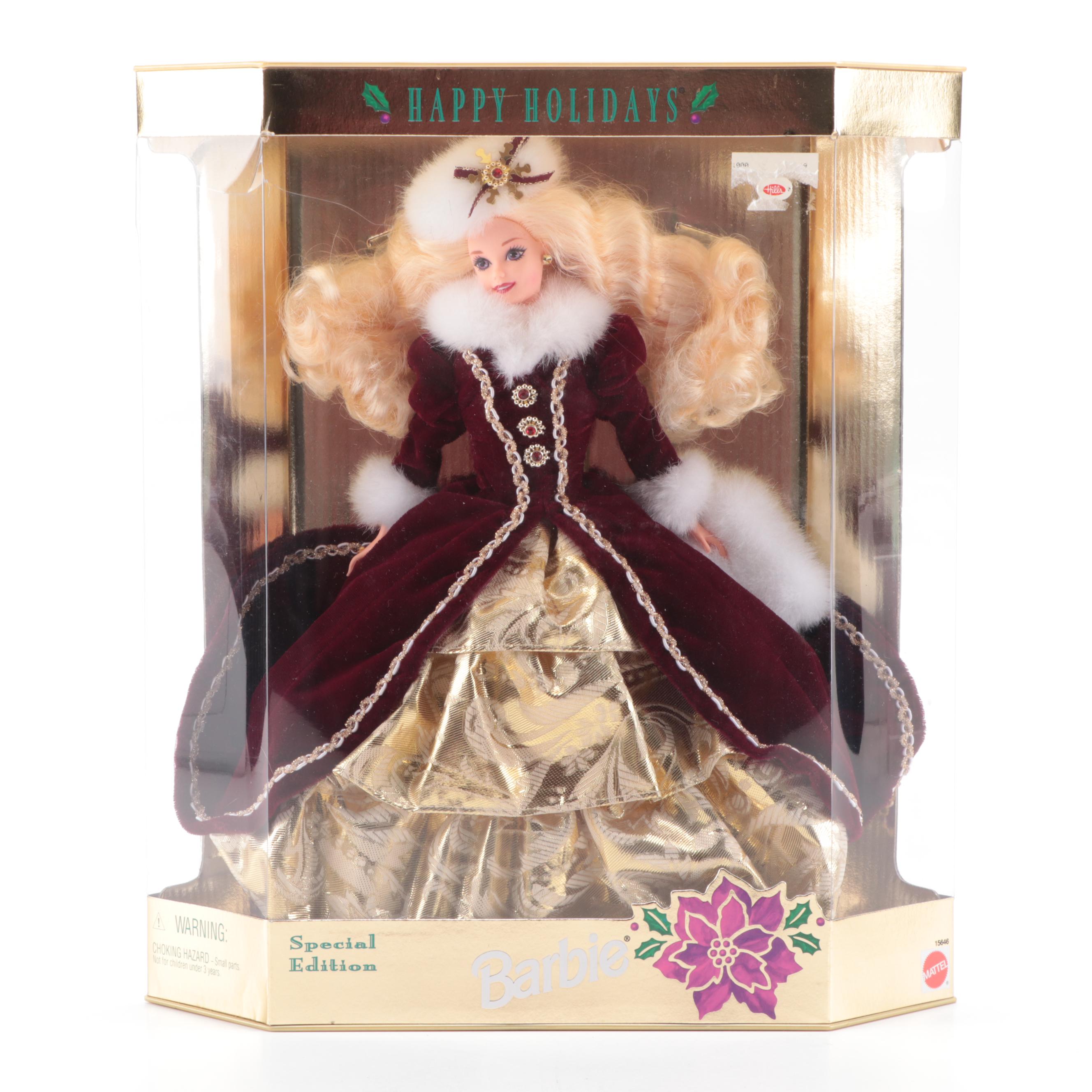 Mattel "Happy Holidays" 1996 Barbie with Barbie Greeting Cards and Trinket Box