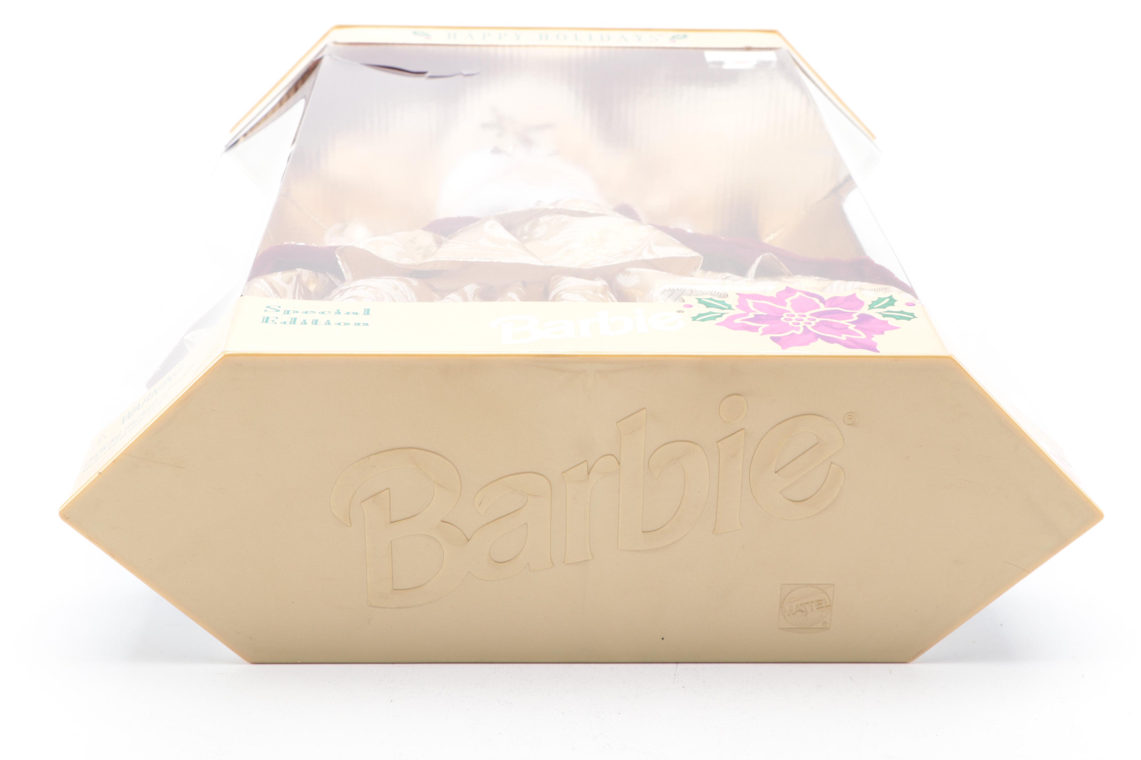 Mattel "Happy Holidays" 1996 Barbie with Barbie Greeting Cards and Trinket Box