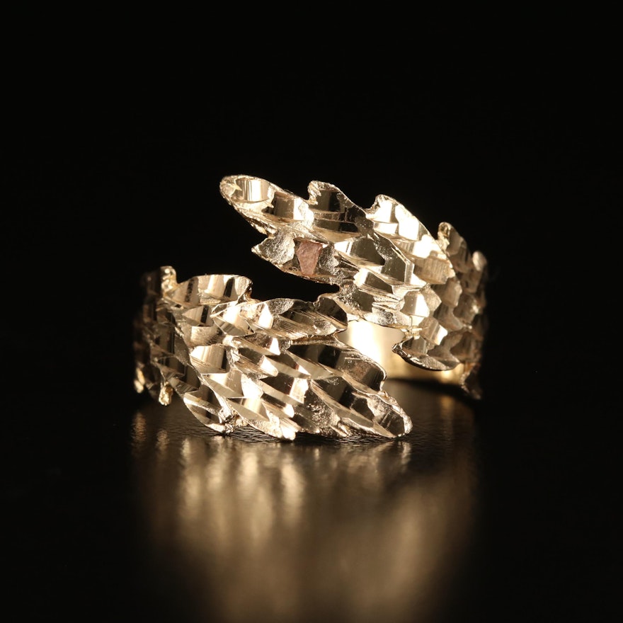 14K Diamond Cut Foliate Bypass Ring