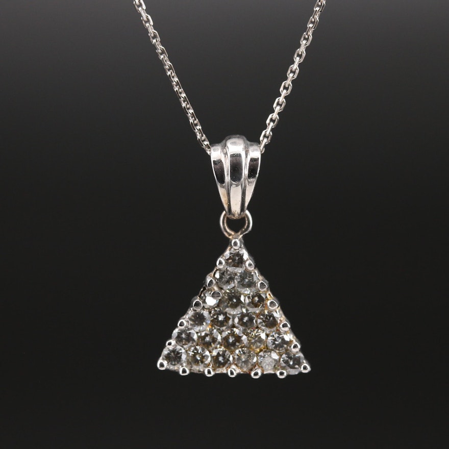14K Diamond Triangle Pendant on Turkish Chain Necklace
