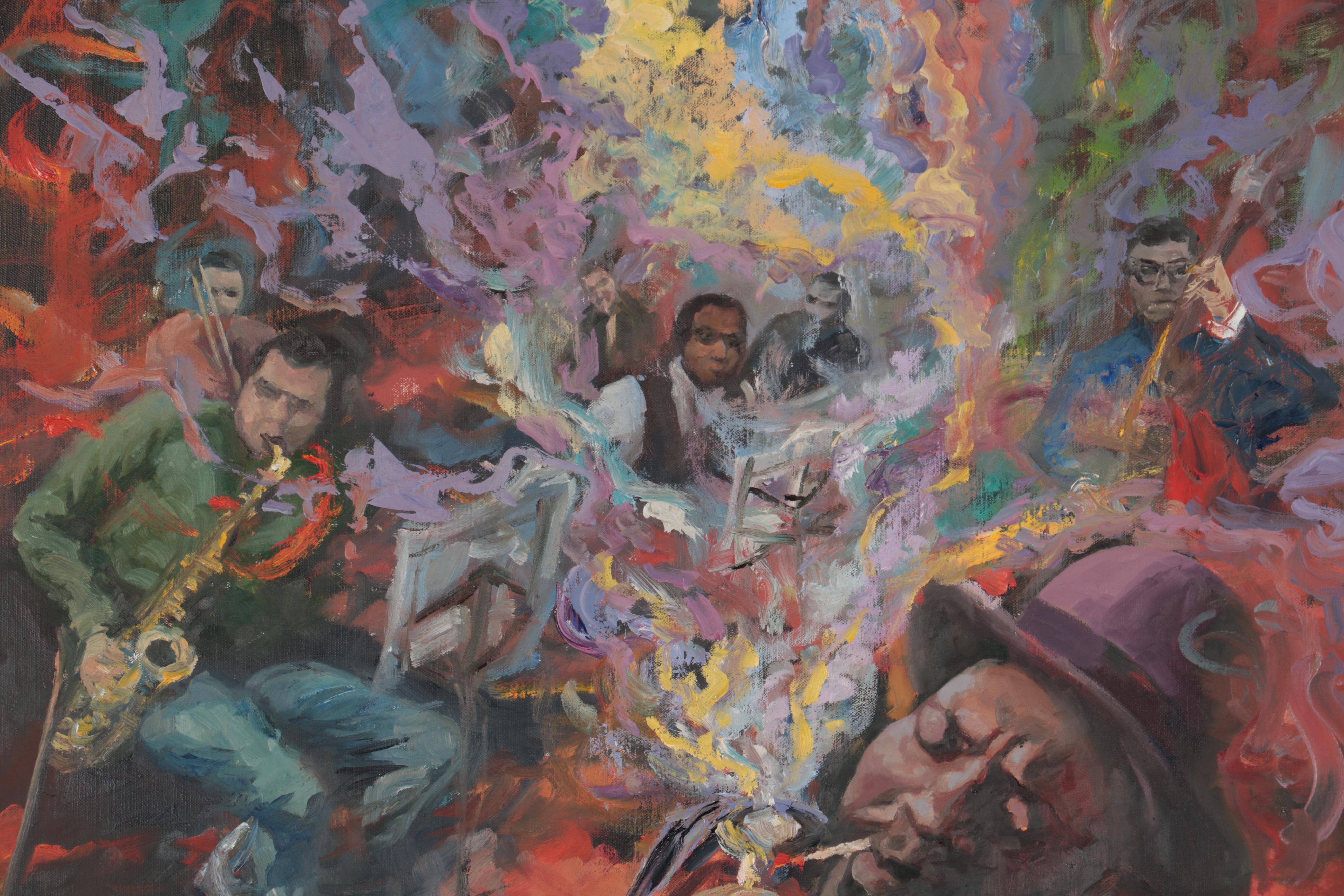 Kaz Ooka Large-Scale Oil Painting "Monk Playing Around," 2008