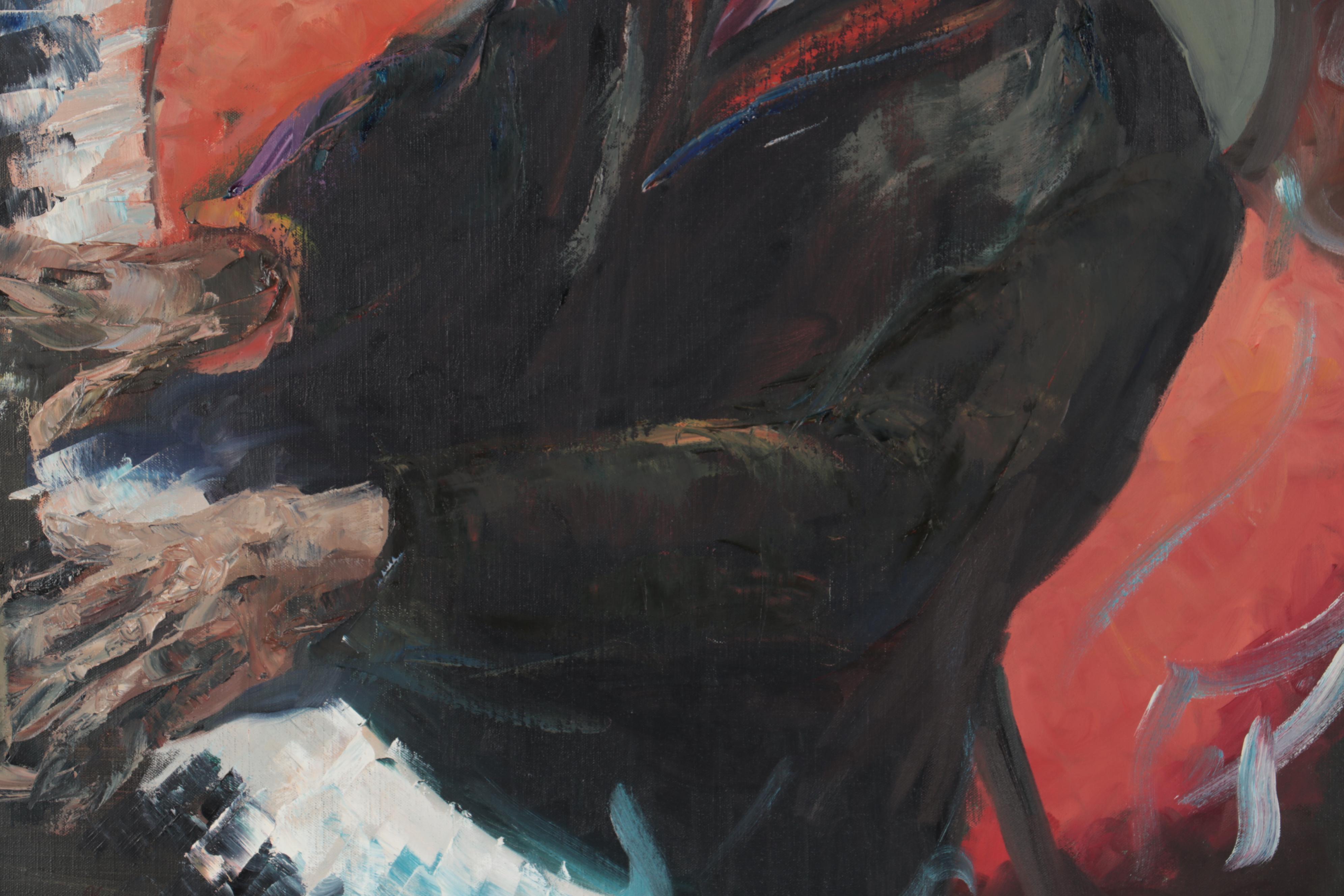 Kaz Ooka Large-Scale Oil Painting "Monk Playing Around," 2008