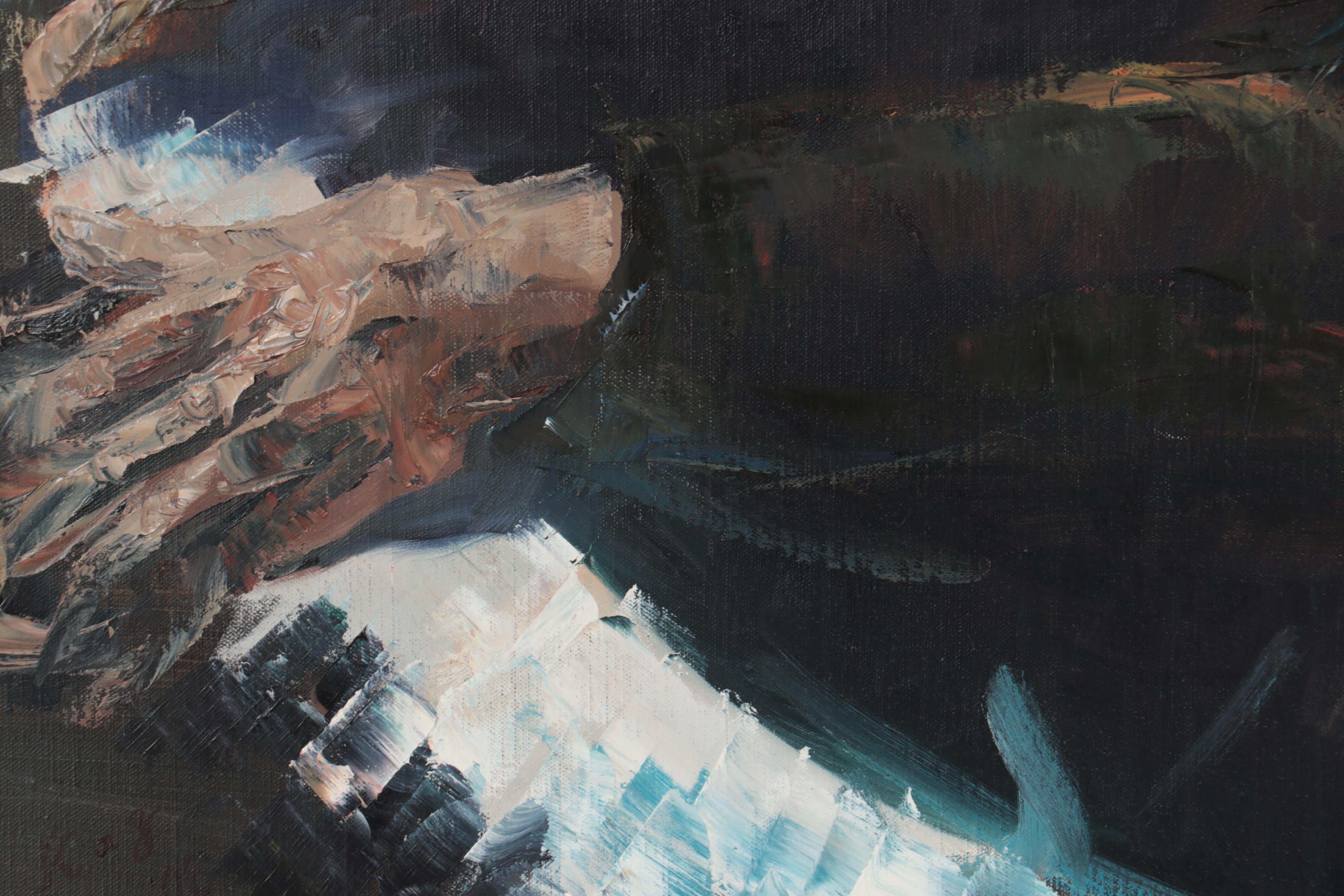 Kaz Ooka Large-Scale Oil Painting "Monk Playing Around," 2008