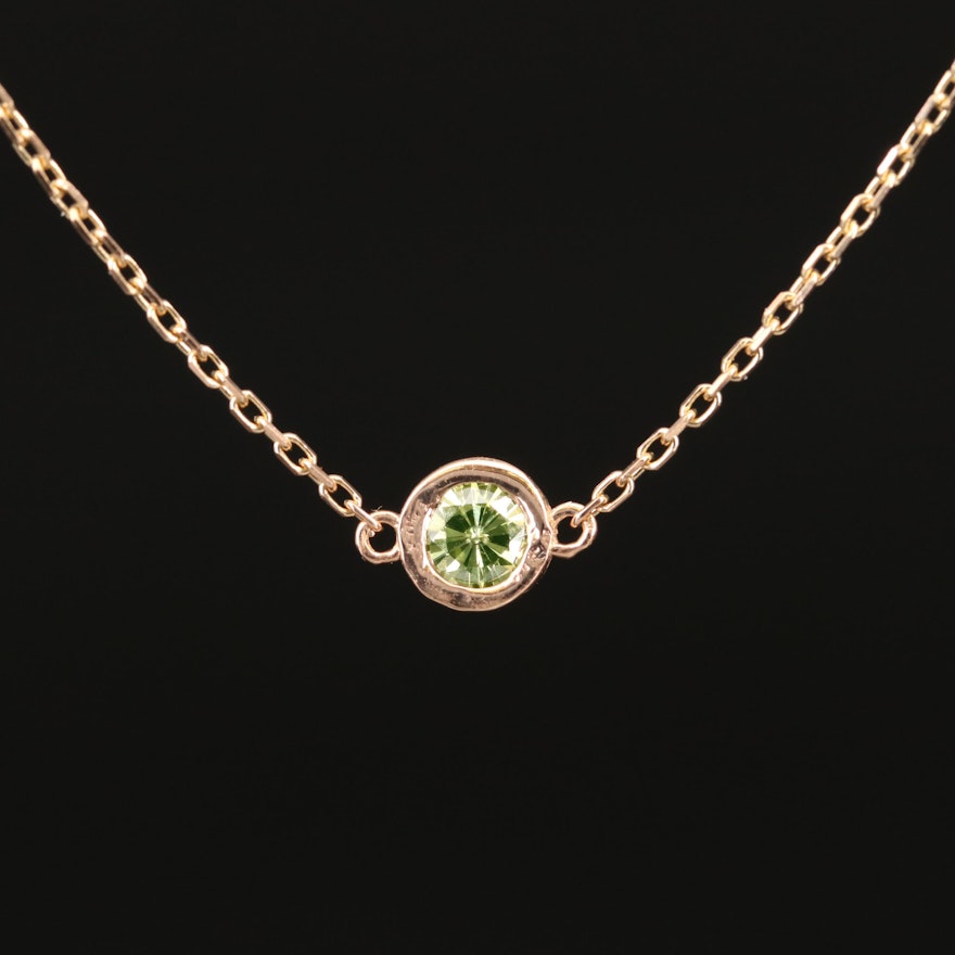 18K Diamond Solitaire Necklace