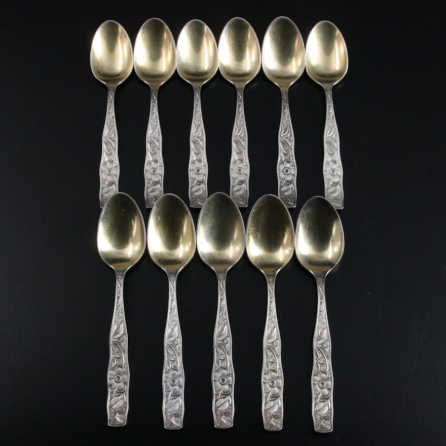 Towle "Orchids" Sterling Silver Demitasse Spoons, Late 19th Century