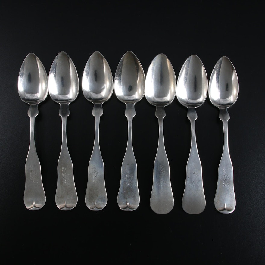 Roswell Hopkins Bailey Coin Silver Teaspoons, Mid to Late 19th Century