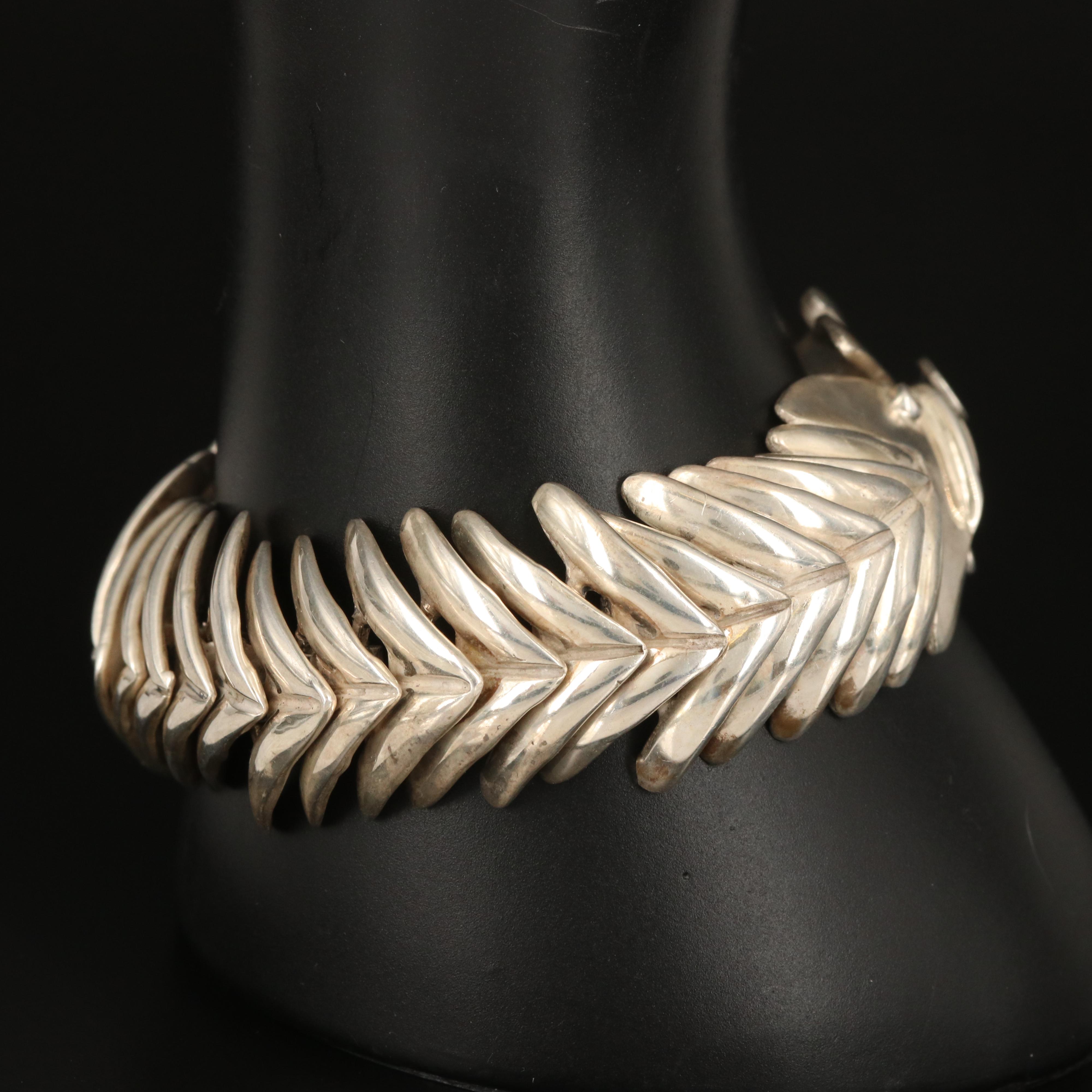 Mexican Sterling Articulated Fish Bone Bracelet