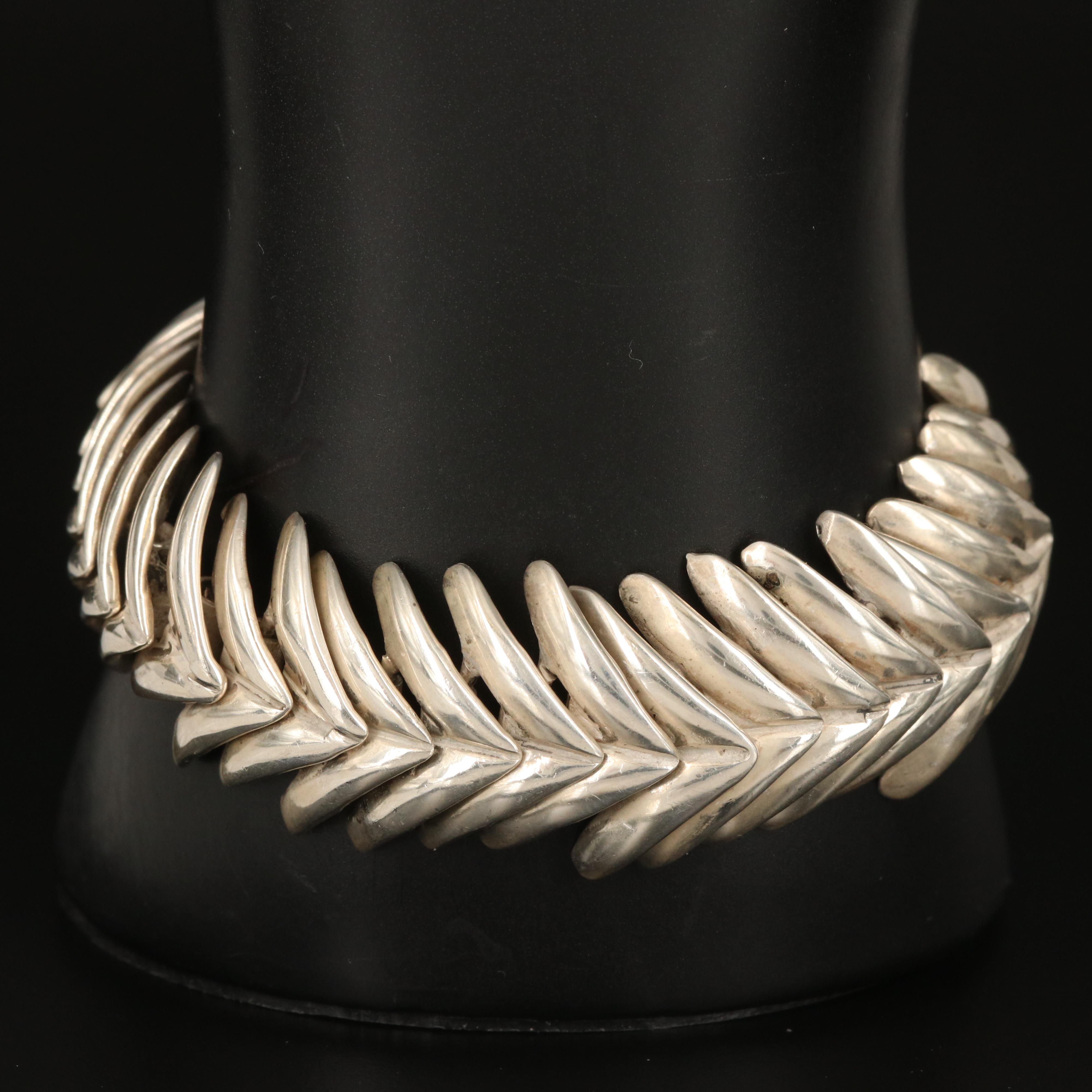Mexican Sterling Articulated Fish Bone Bracelet