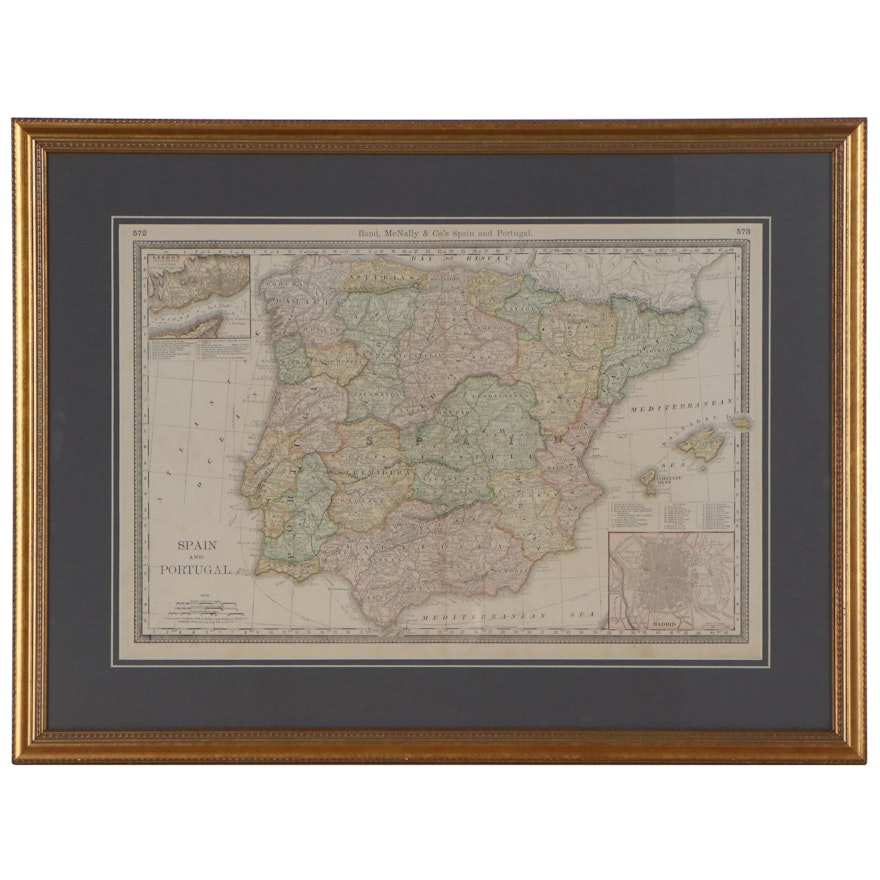 Rand, McNally & Co.'s Wax Engraving Map "Spain and Portugal," circa 1903