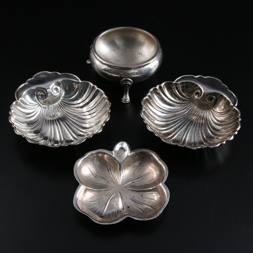 Gorham Sterling Silver Salt Cellar with Lenox and Other Sterling Nut Dishes