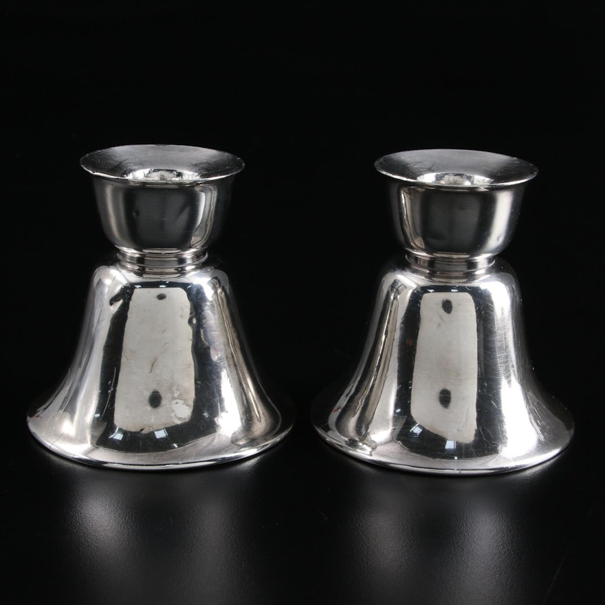 American Sterling Silver Bell Form Candlesticks