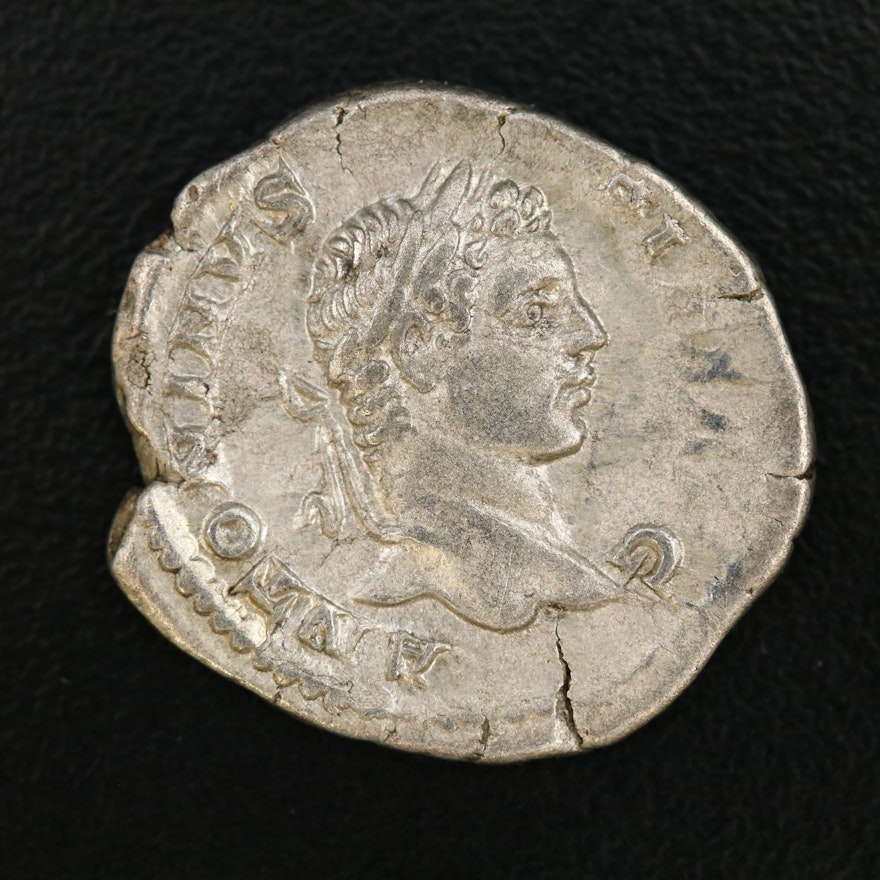 Ancient Roman AR Denarius of Caracalla, ca. 207 AD