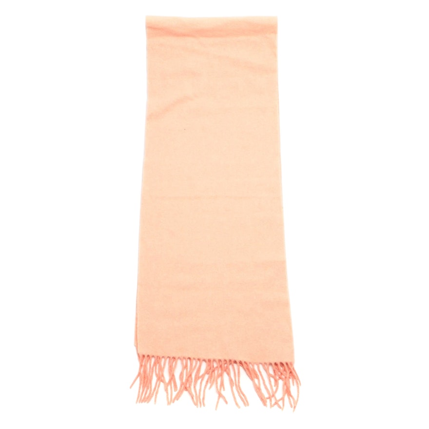 Chloé Two-Tone Coral Pink Cashmere Fringed Scarf