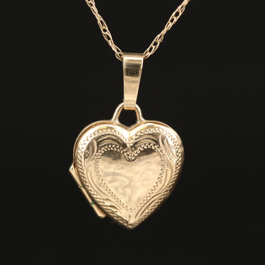 9K Heart Locket Necklace