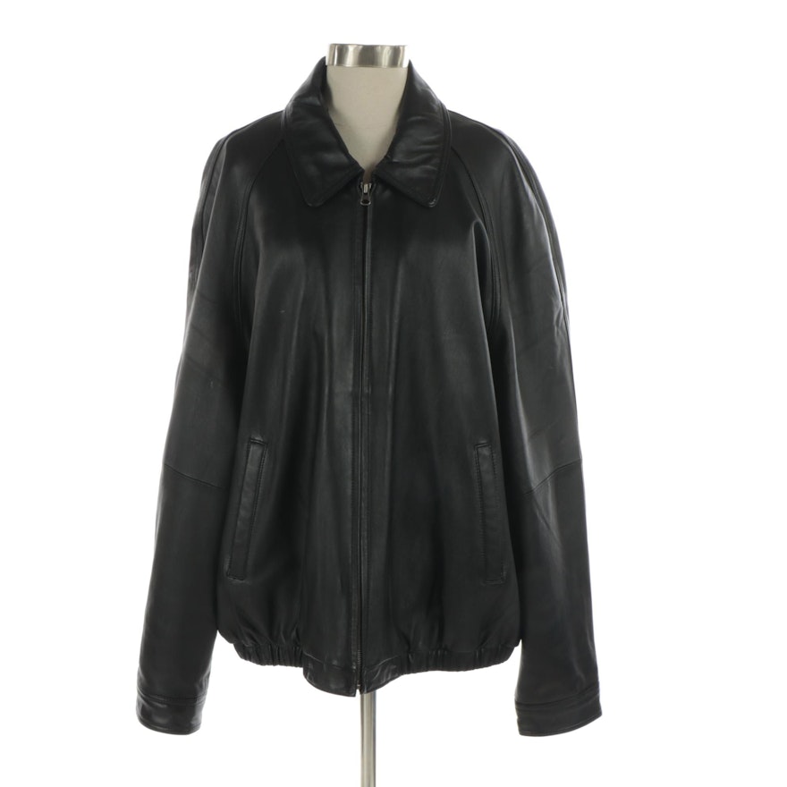 Men's Colebrook Black Leather Jacket with Raglan Sleeves