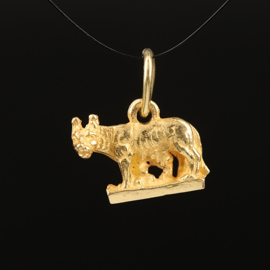 18K Romulus and Remus Pendant