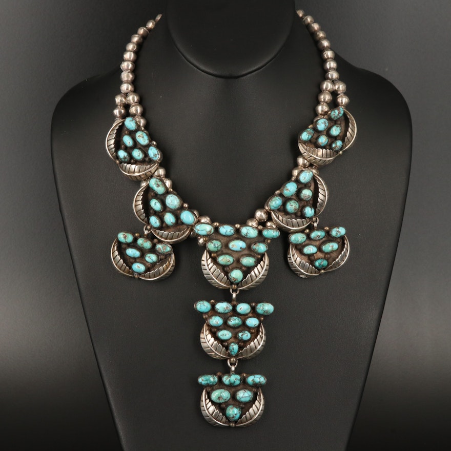 Pat Chee Navajo Diné Sterling Silver Turquoise Necklace