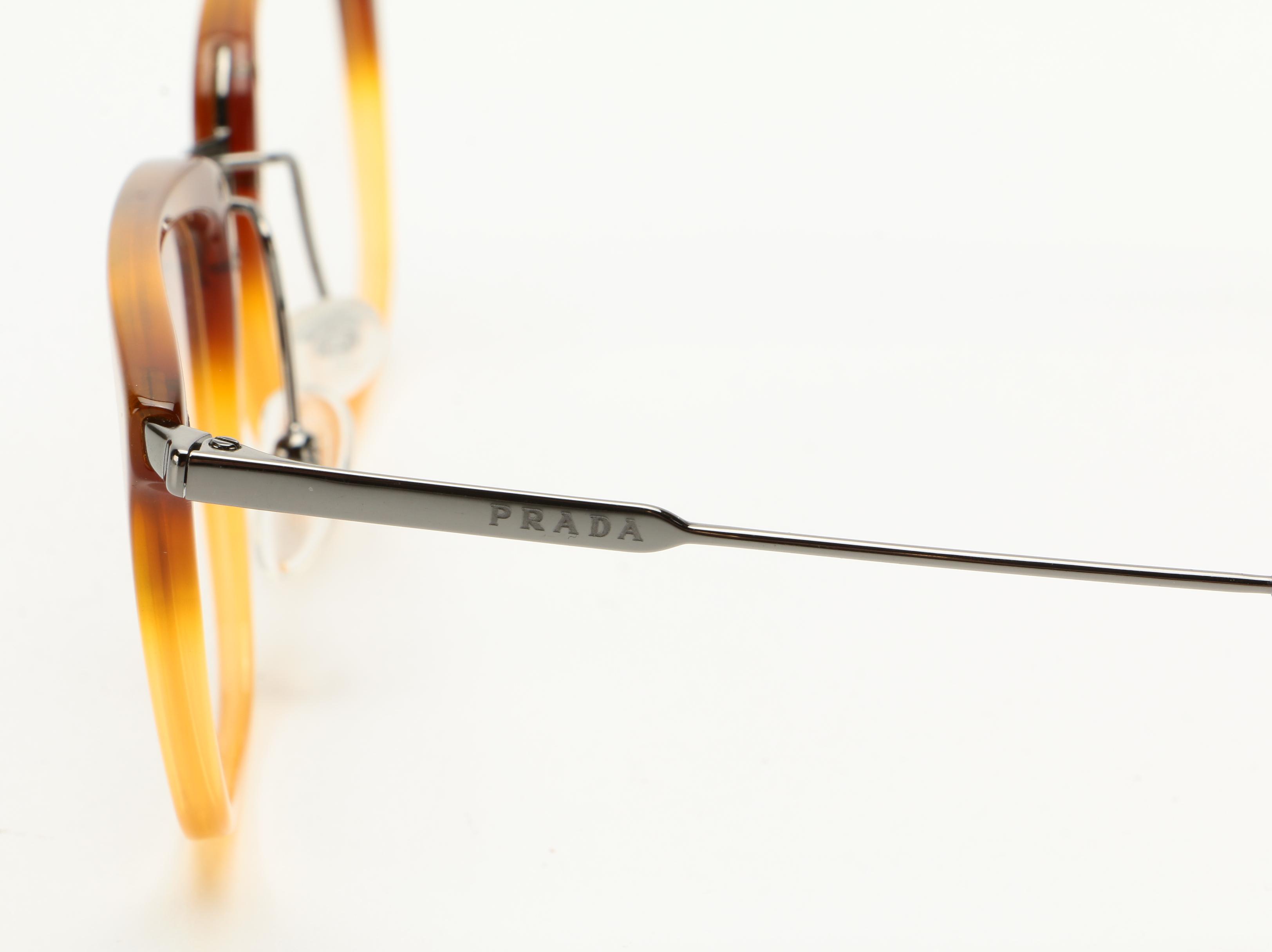 Prada VPR11U Light Brown Horn-Rimmed Eyeglasses