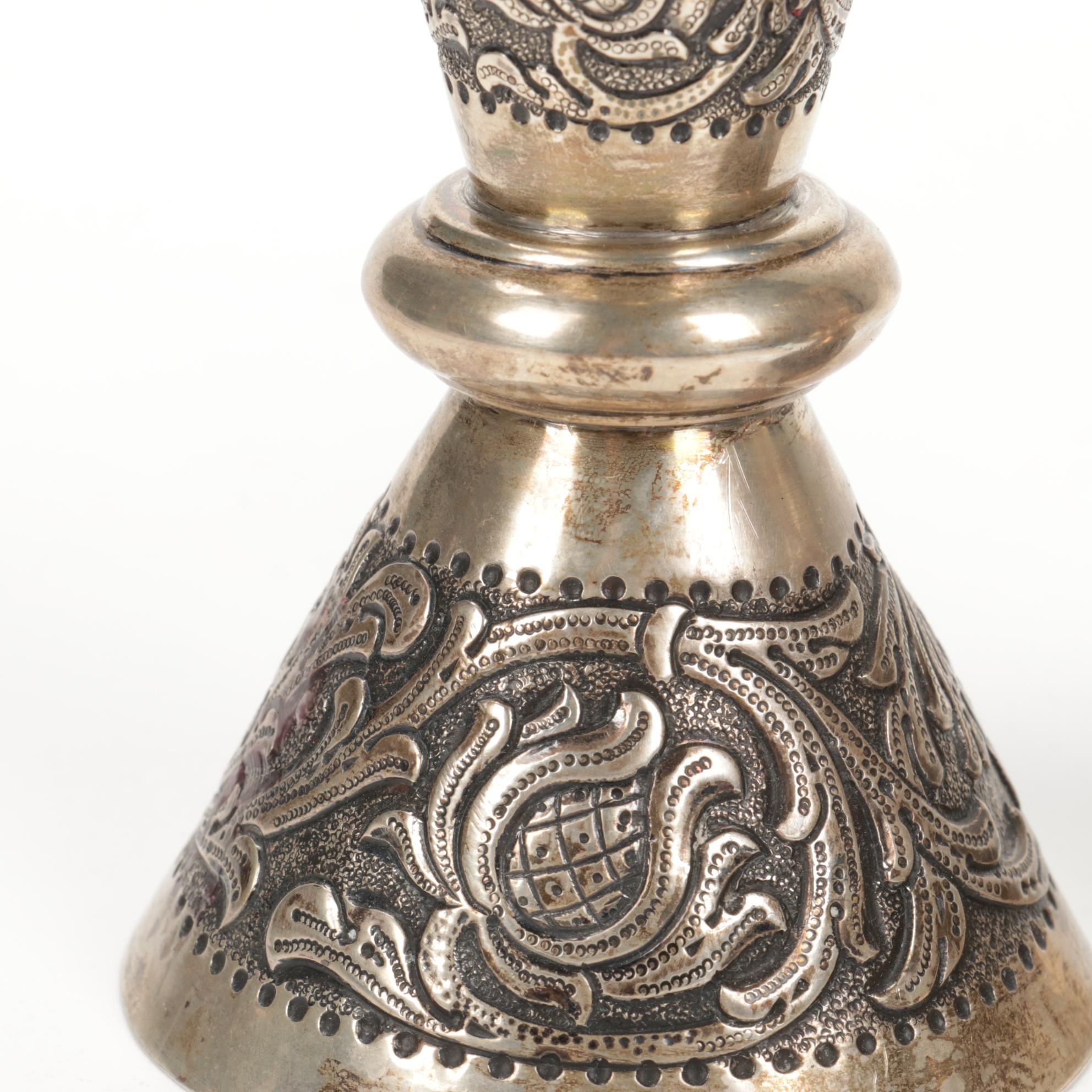 Chased Arabesque Weighted Sterling Silver Candle Holders