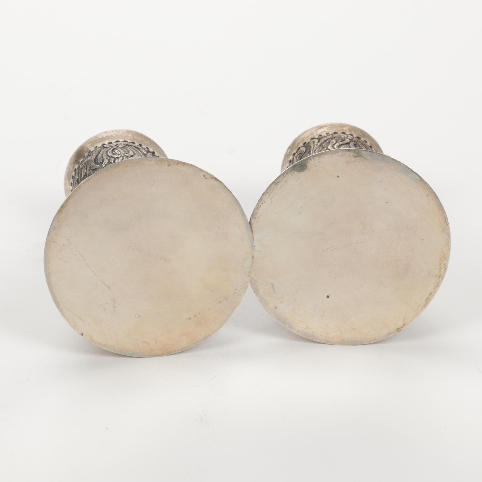 Chased Arabesque Weighted Sterling Silver Candle Holders