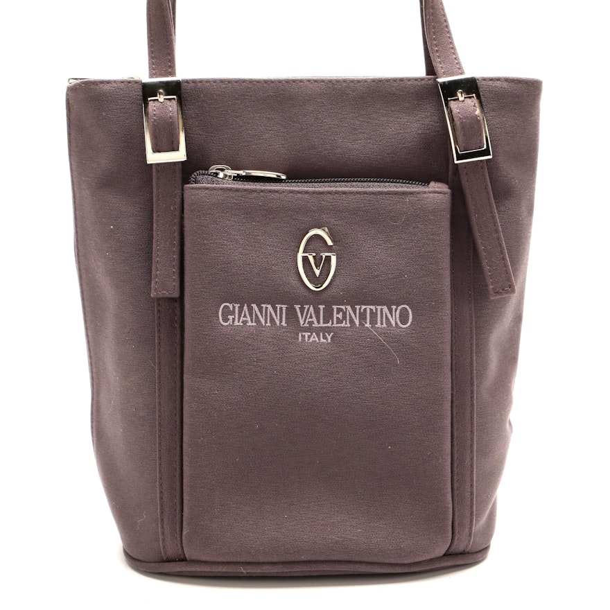 Gianni Valentino Gray Textile Bucket Bag