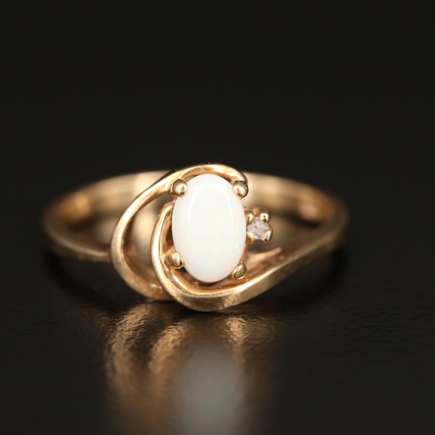 10K Opal and Diamond Ring