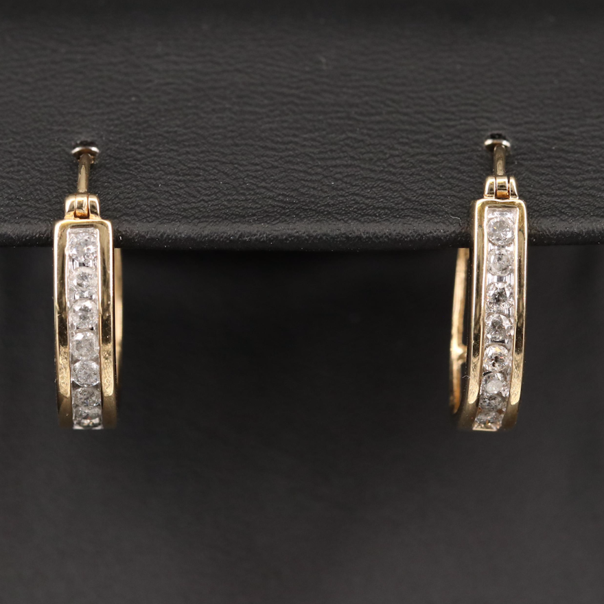 10K Channel Set Diamond Earrings