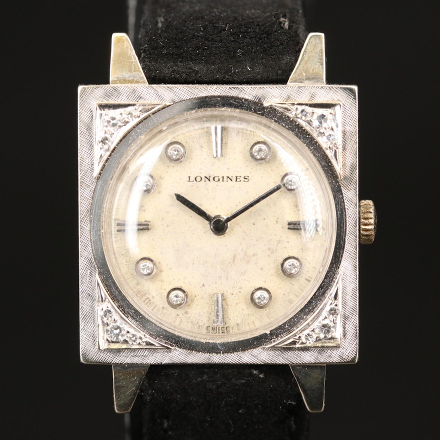 Vintage Longines 14K and Diamond Wristwatch