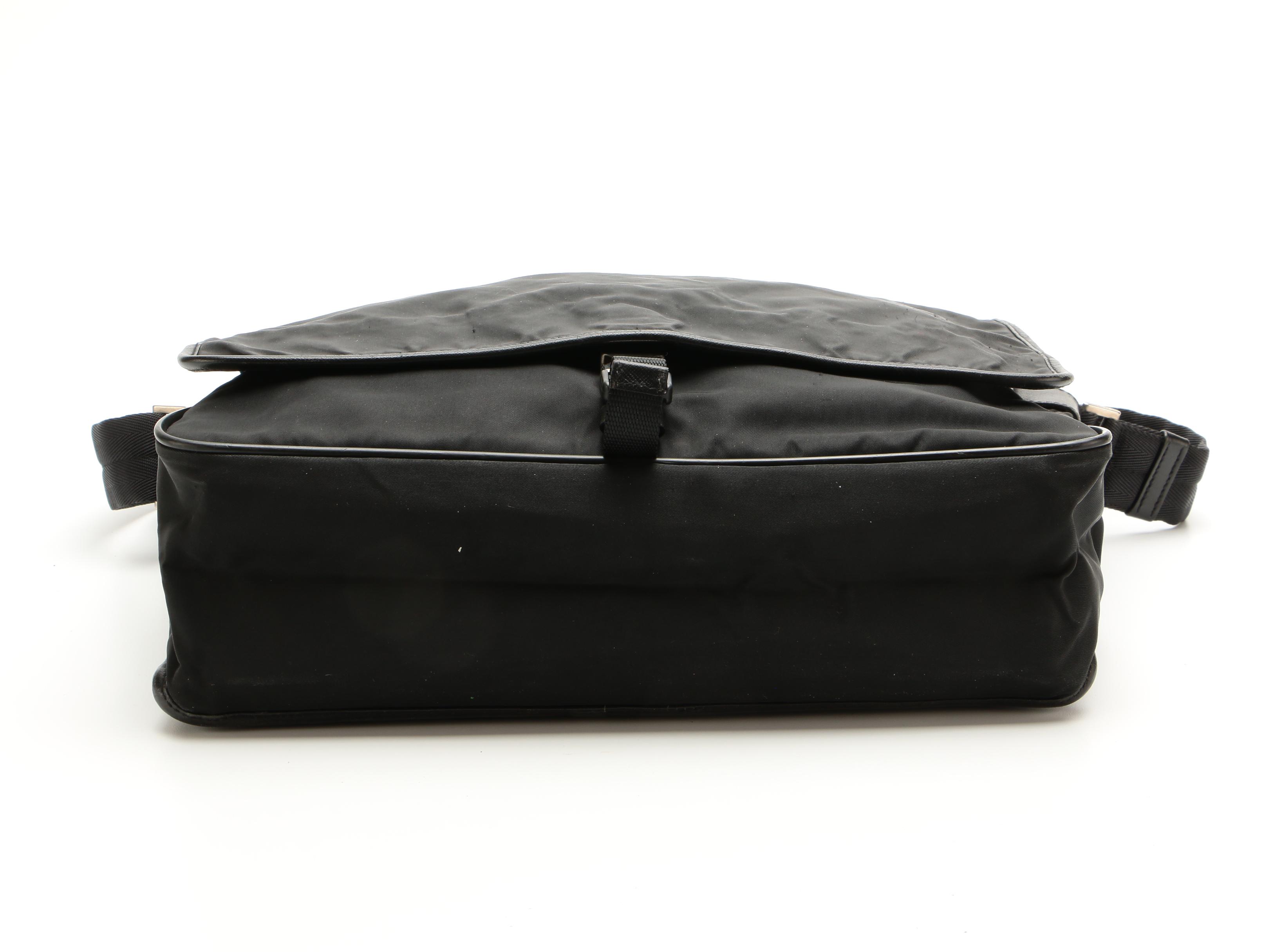 Prada Messenger Bag in Black Tessuto Nylon and Saffiano Leather Trim
