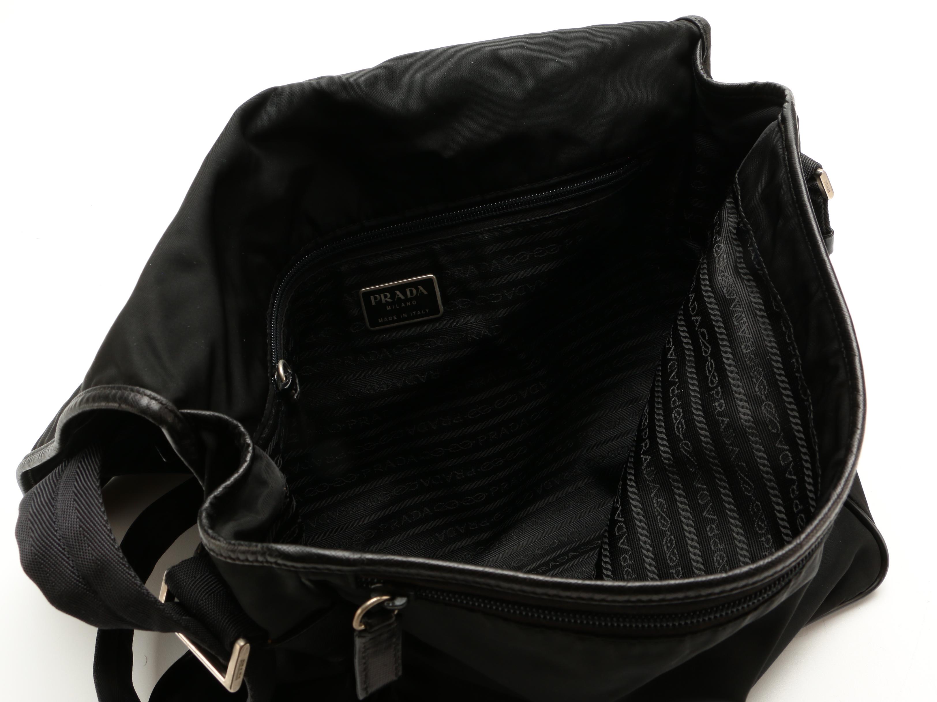 Prada Messenger Bag in Black Tessuto Nylon and Saffiano Leather Trim