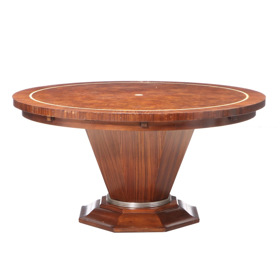 Contemporary Walnut Round Pedestal Dining Table