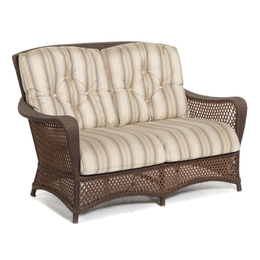 Contemporary Wicker Woven Synthetic Patio Love Seat