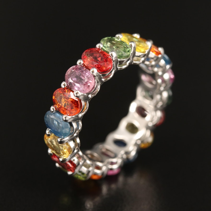 14K Multi-Color Sapphire Eternity Band