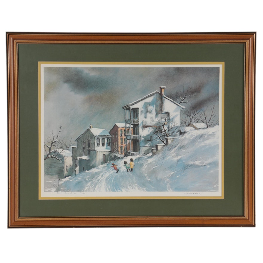 Robert Fabe Offset Lithograph "December Day," Late 20th Century