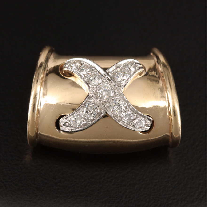 14K Diamond "X" Slide Pendant