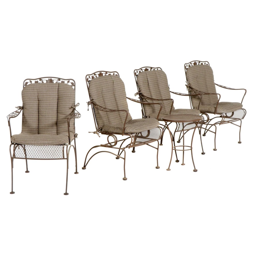 Wrought Iron and Diamond Mesh Metal Patio Furniture Set