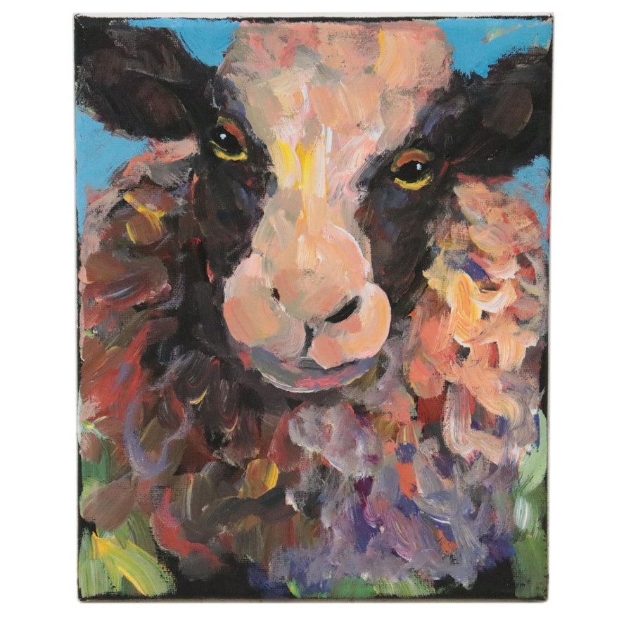 Elle Raines Acrylic Painting of Sheep