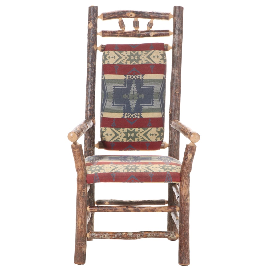 Adirondack Style Custom-Upholstered Twig Armchair