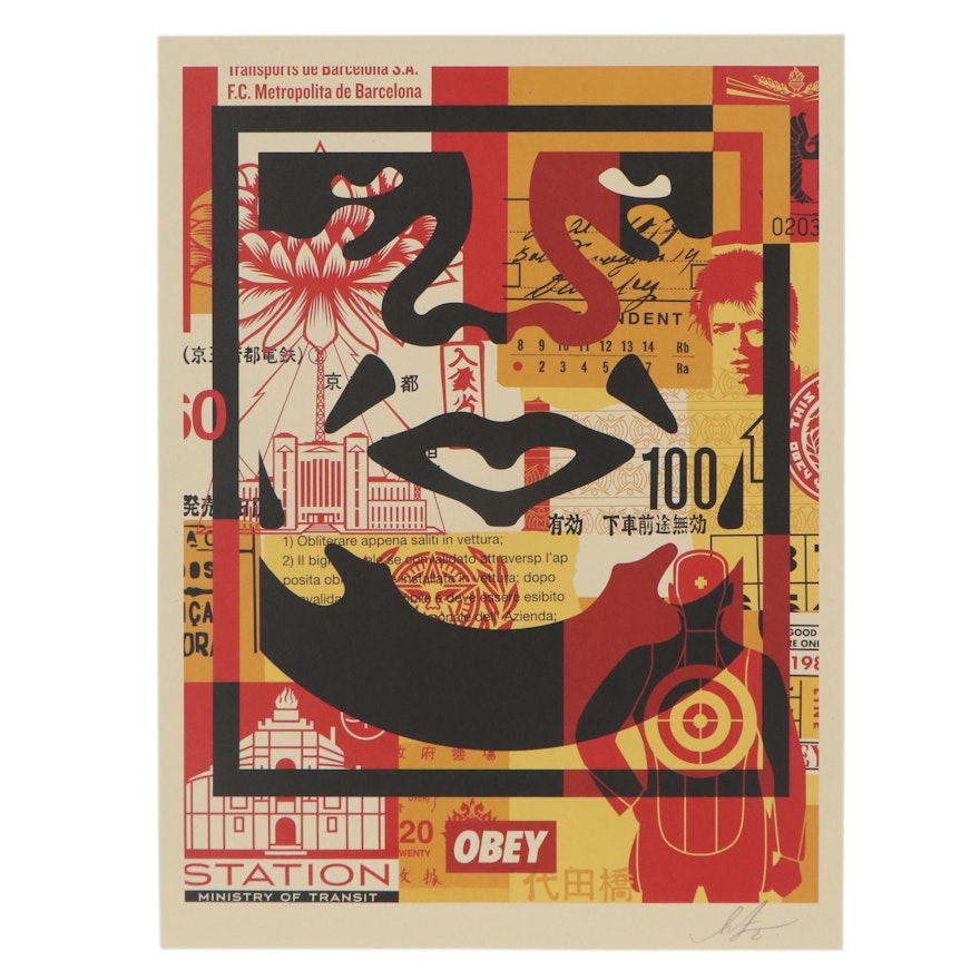 Shepard Fairey Offset Print "OBEY 3-Face Collage," 2021