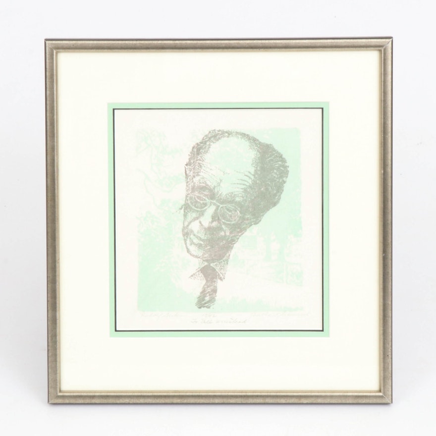 Bertha Schoenbach Relief Print "Rudolf Serkin"