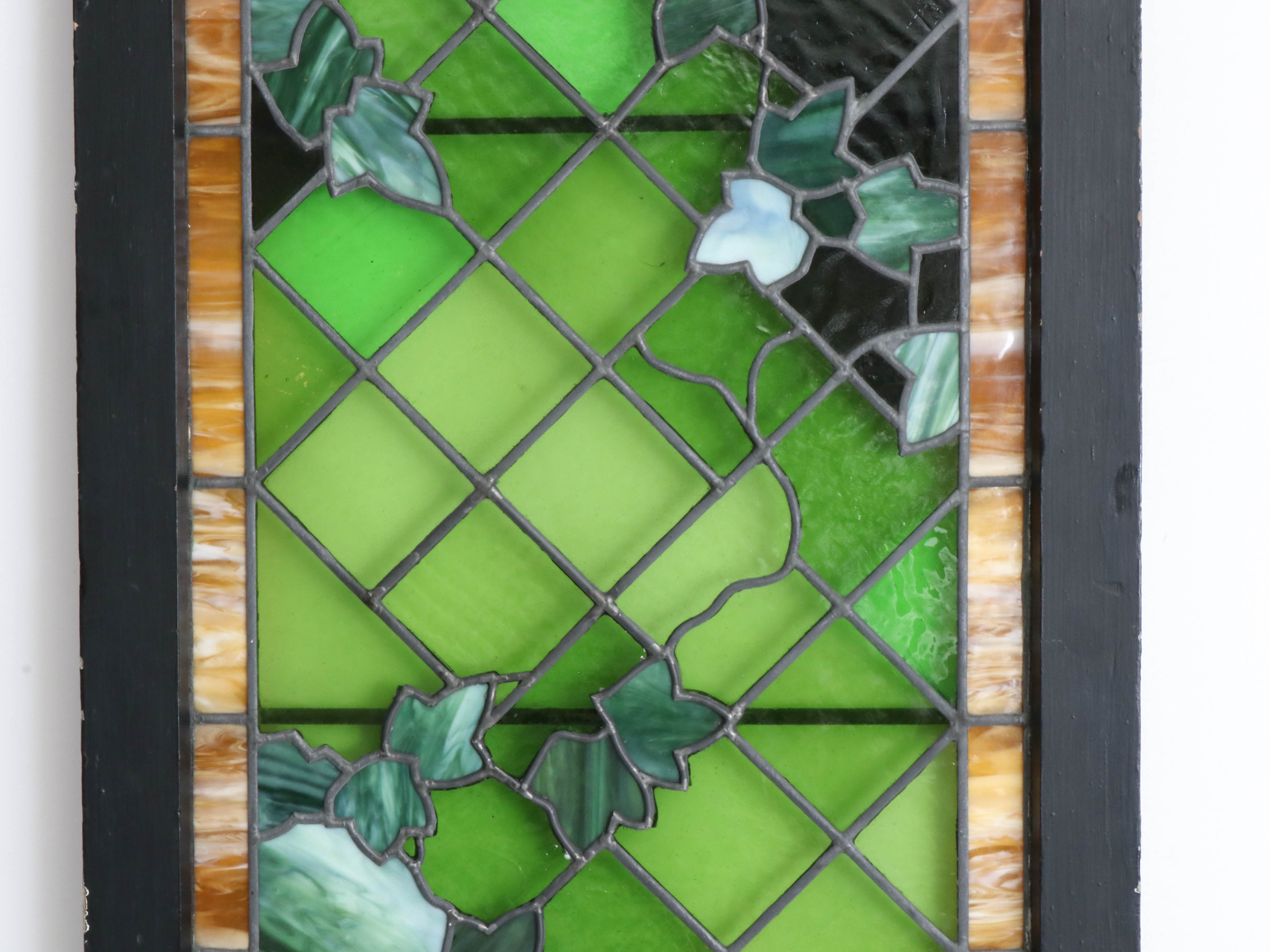 Stained Glass Ivy Window Panel, Mid to Late 20th Century