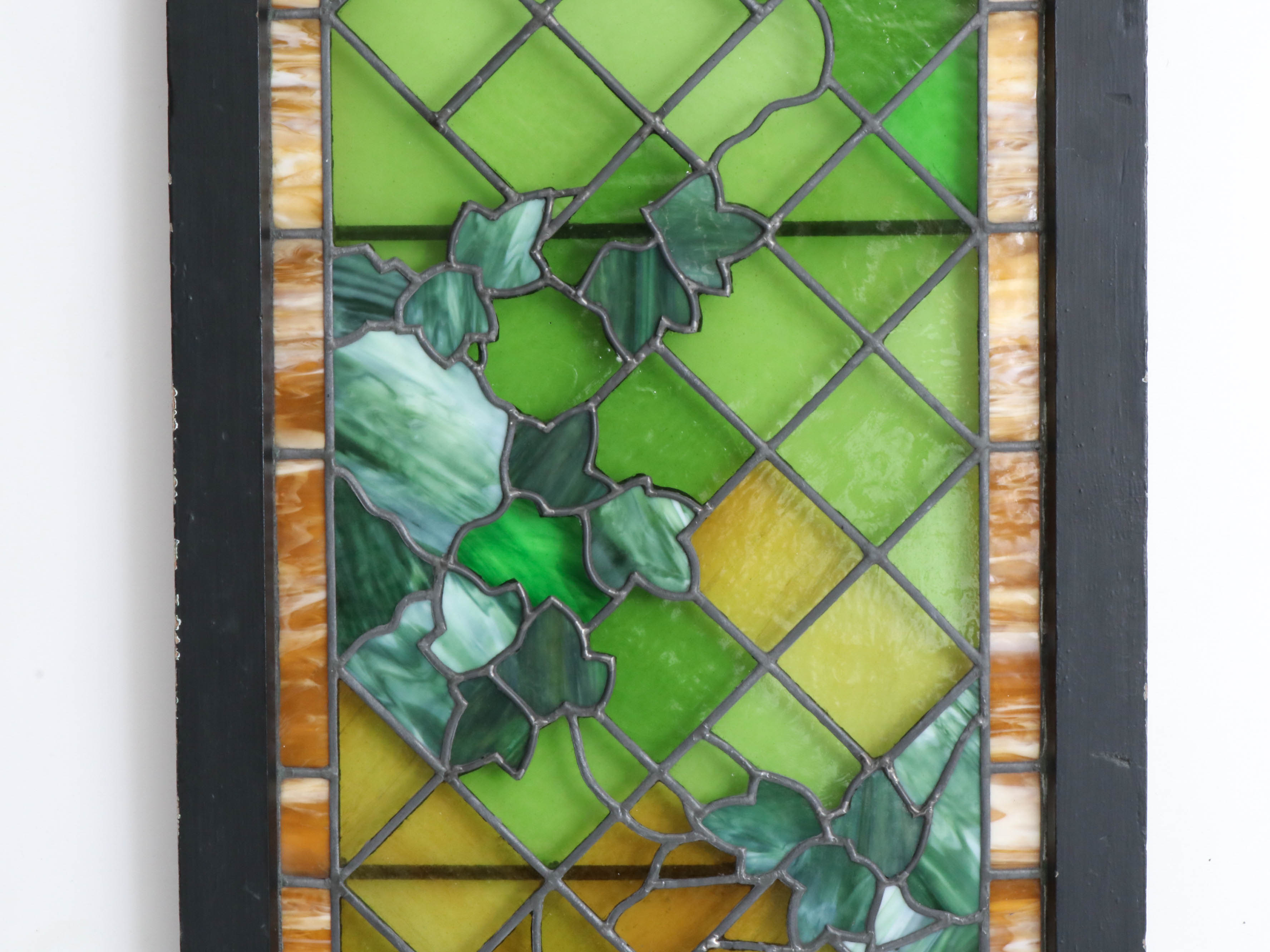 Stained Glass Ivy Window Panel, Mid to Late 20th Century