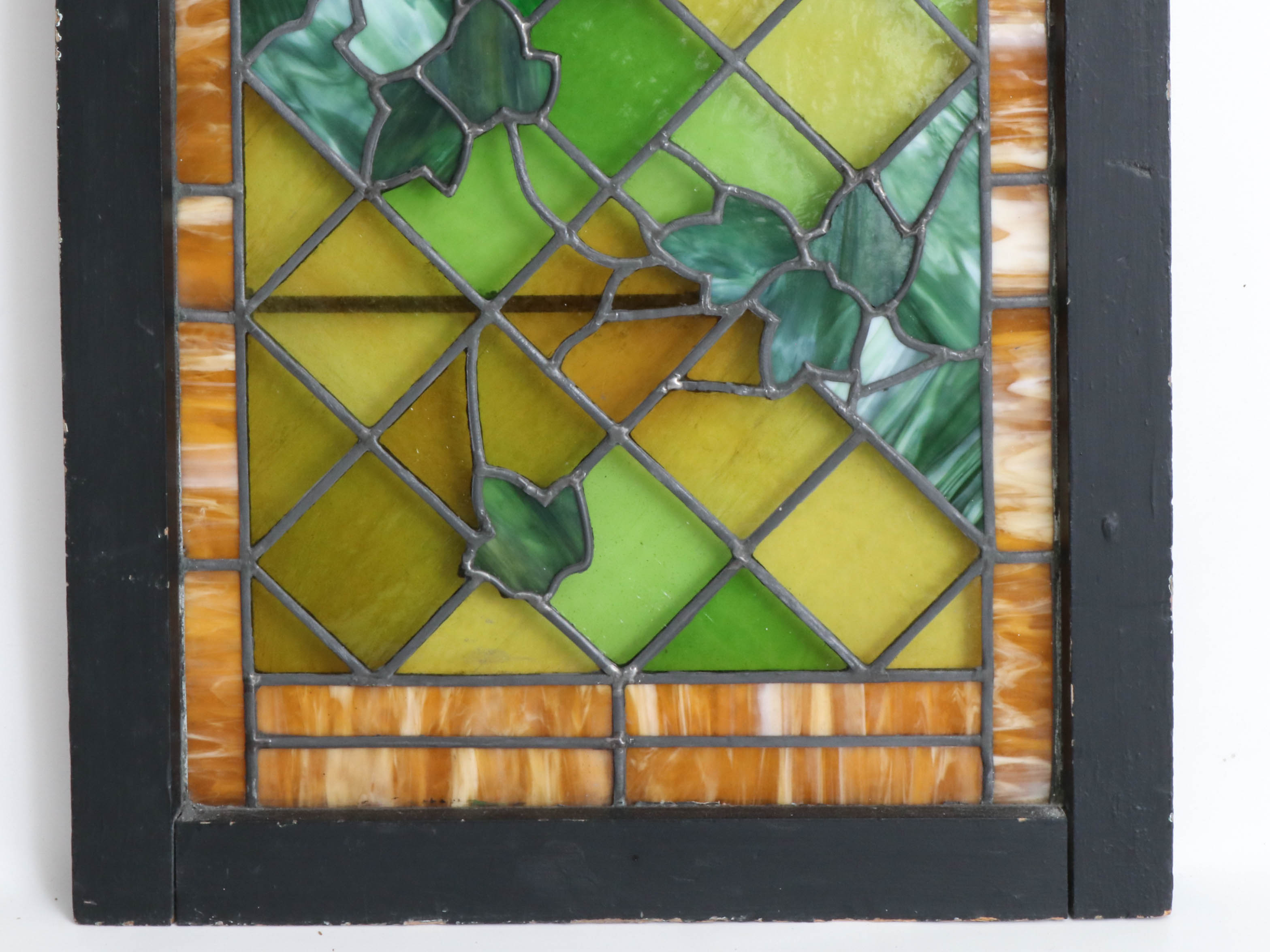 Stained Glass Ivy Window Panel, Mid to Late 20th Century