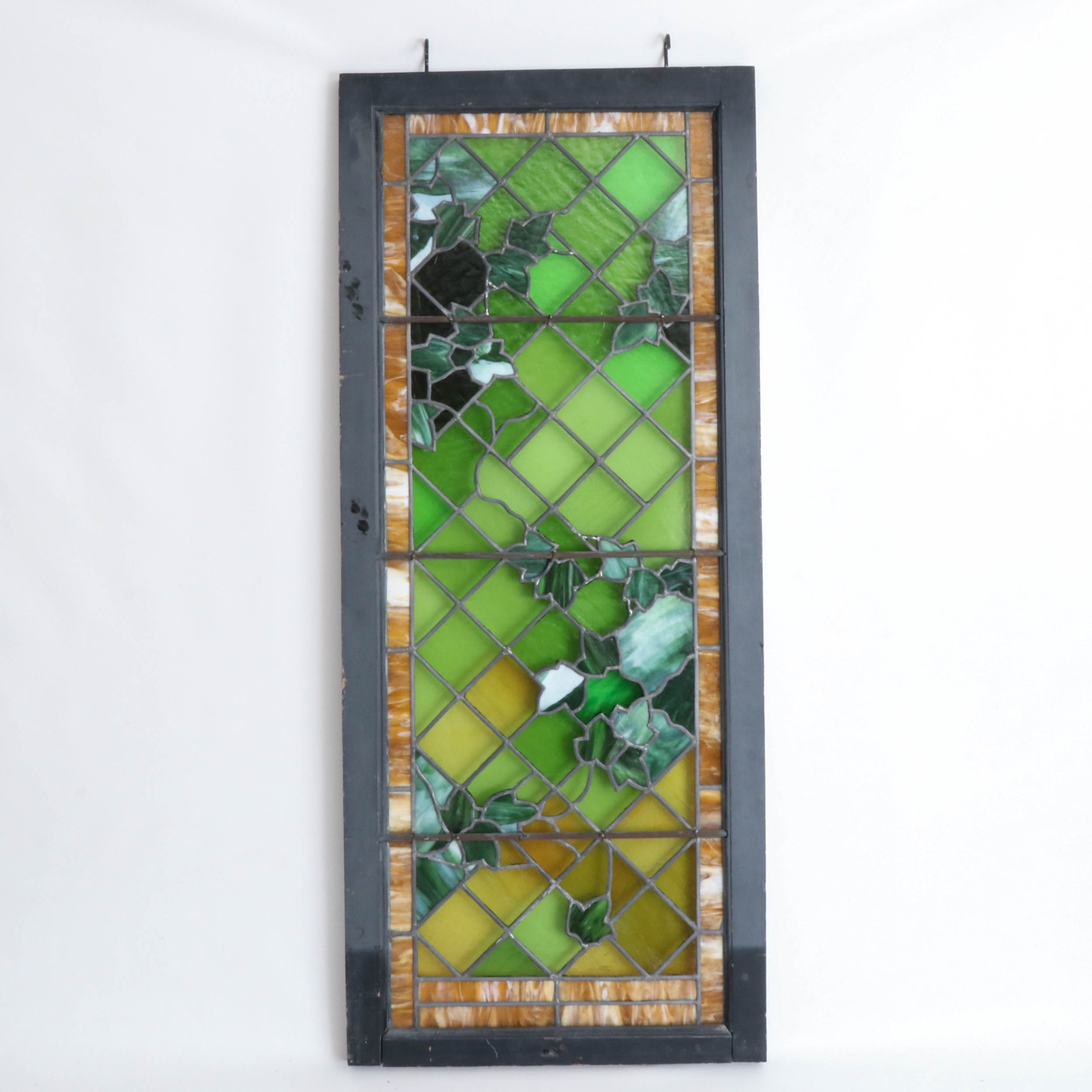 Stained Glass Ivy Window Panel, Mid to Late 20th Century