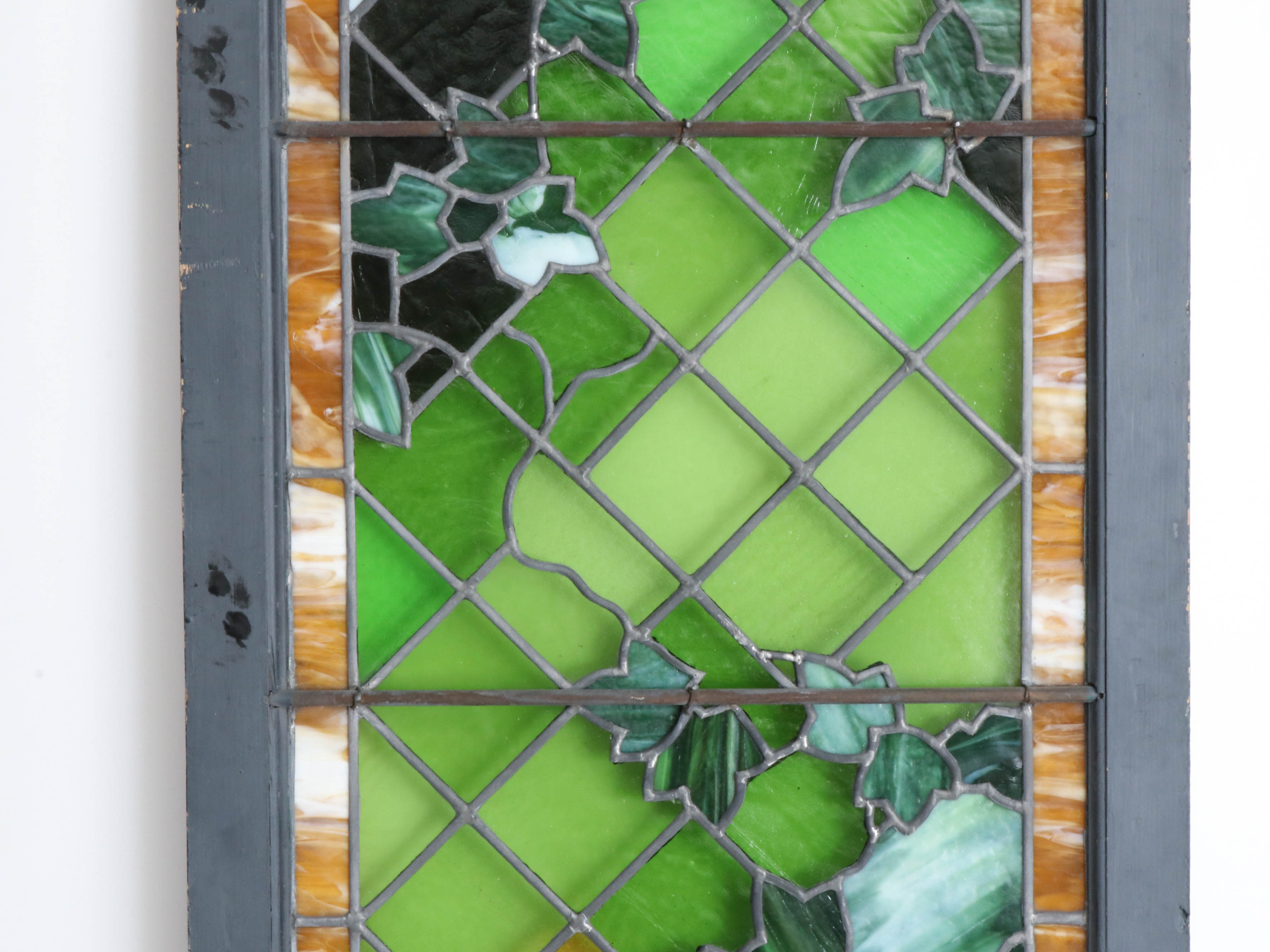 Stained Glass Ivy Window Panel, Mid to Late 20th Century