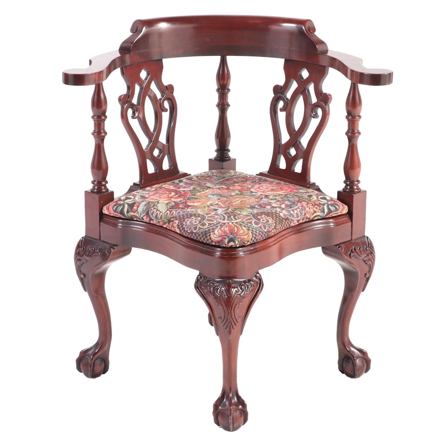 Statesville Chair Company Chippendale Style Mahogany Corner Armchair