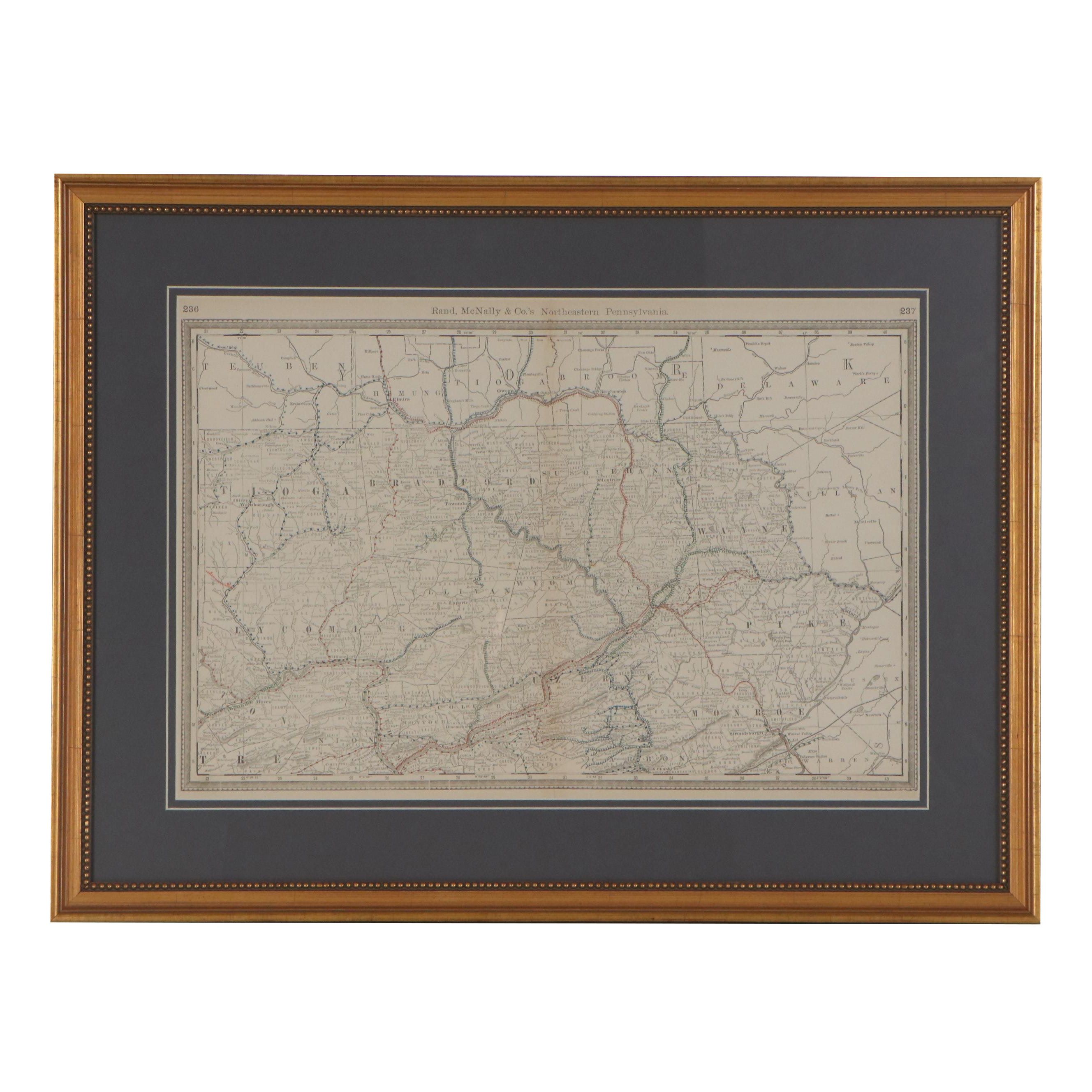 Rand, McNally & Co.'s Railroad Map of Northeastern Pennsylvania, circa 1879