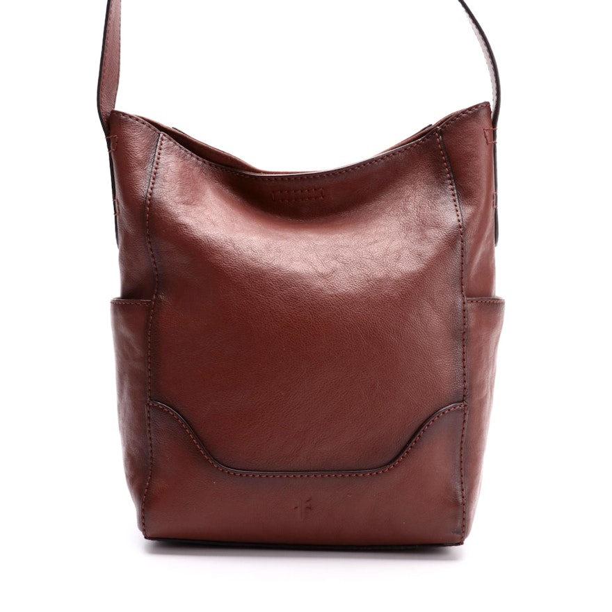 Frye Brown Leather Hobo Bag with Side Pockets